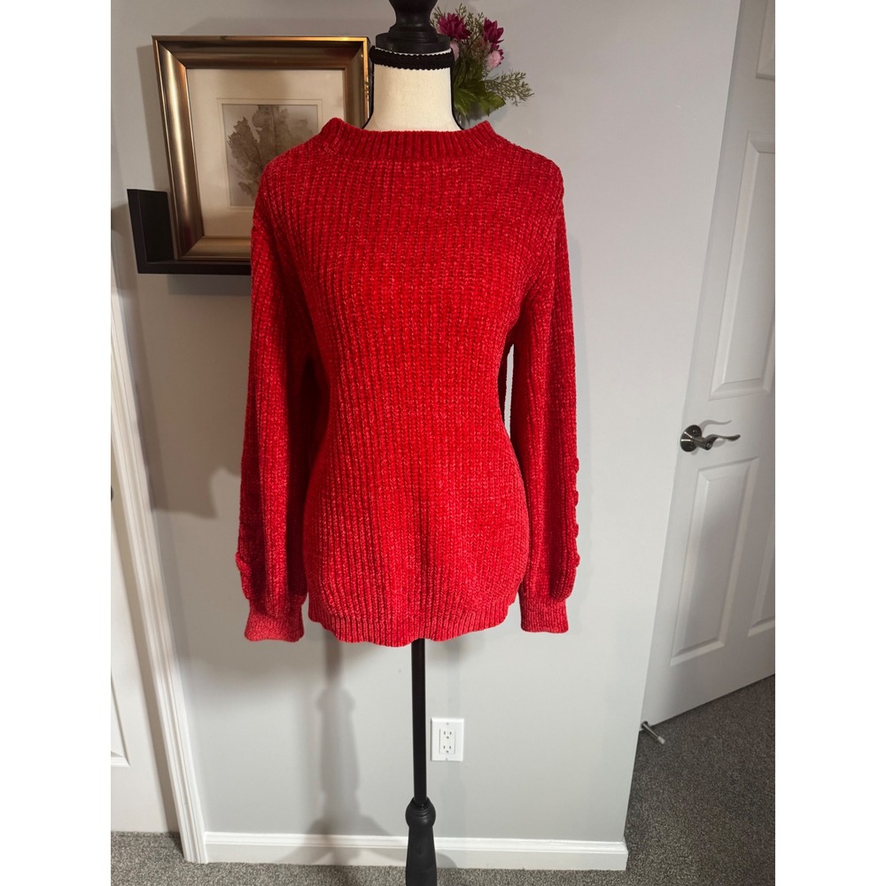 No Boundaries Red Chenille Reversible Cutout Sweater XXL Womens Red Pullover